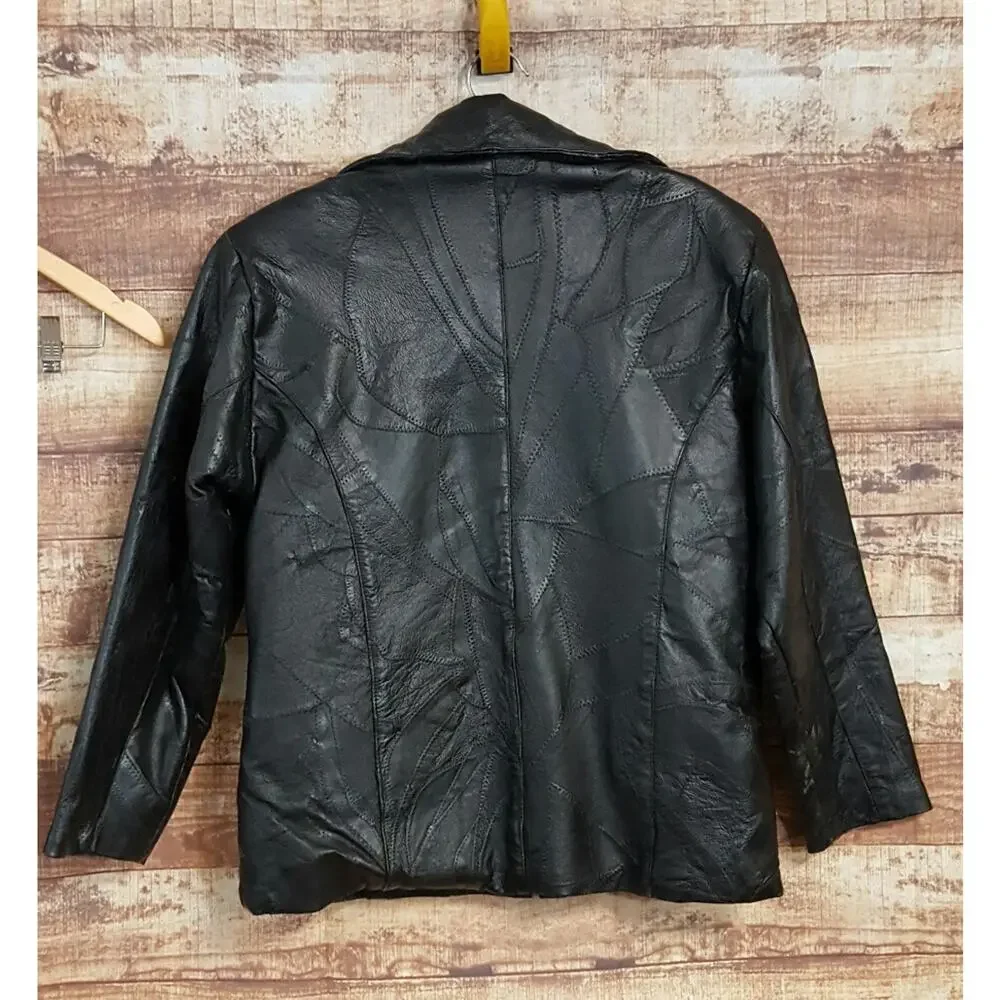 Flight Path Mens S Motorcycle Jacket Black Leather Biker Full Zip Lined Coat